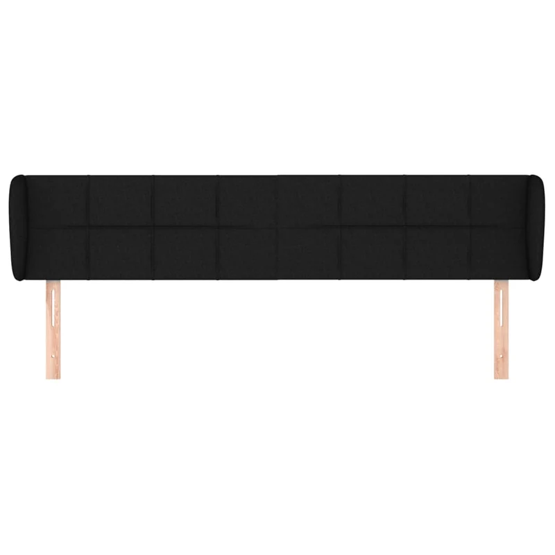 Tête de lit accessoire couchage chambre à coucher meuble avec rebord latéral 163 x 23 x 78/88 cm tissu noir TDL0204521