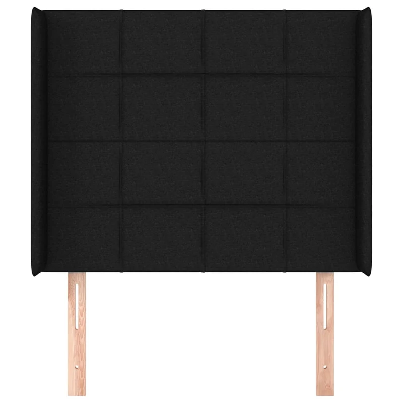Tête de lit accessoire couchage chambre à coucher meuble avec rebord latéral 83 x 16 x 118/128 cm tissu noir TDL0204461