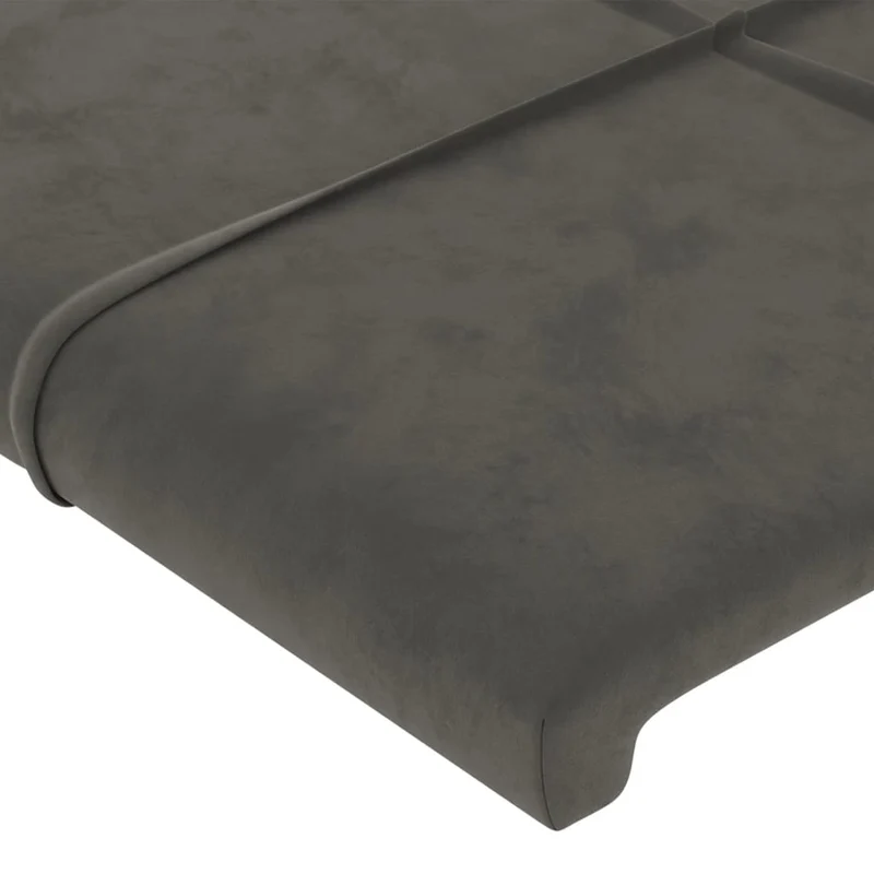 Tête de lit accessoire couchage chambre à coucher meuble à LED 163 x 16 x 78/88 cm tissu velours gris foncé TDL0201104
