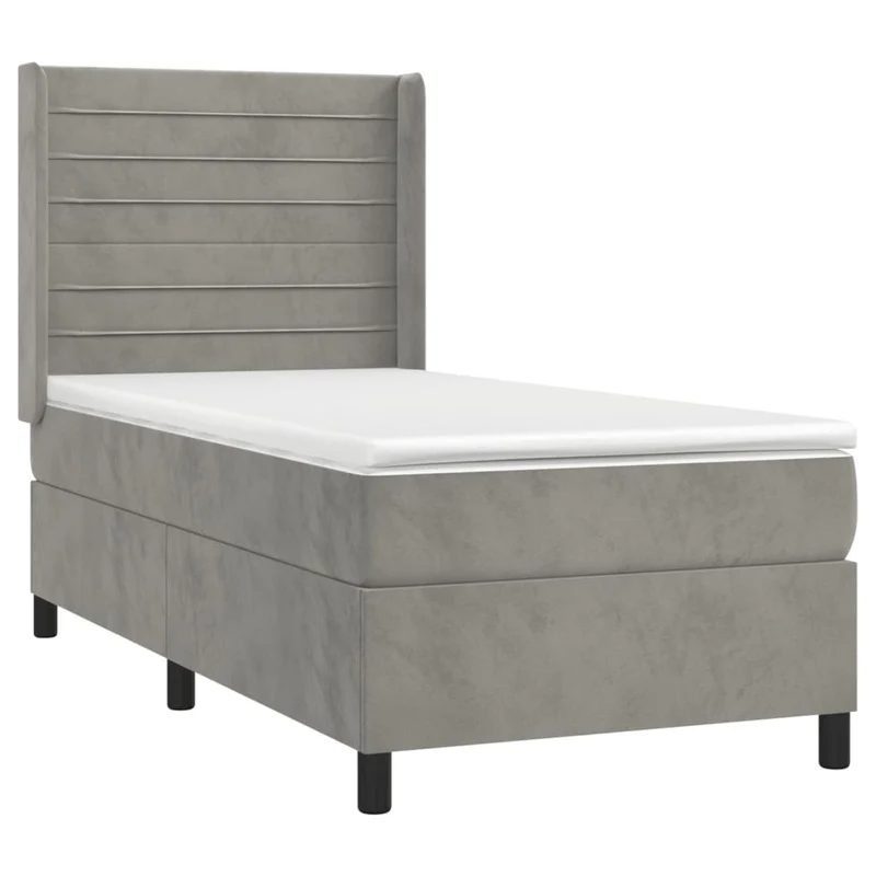Cadre de lit LED avec sommier tête de lit matelas 90x190cm tissu velours gris clair TDL0208473
