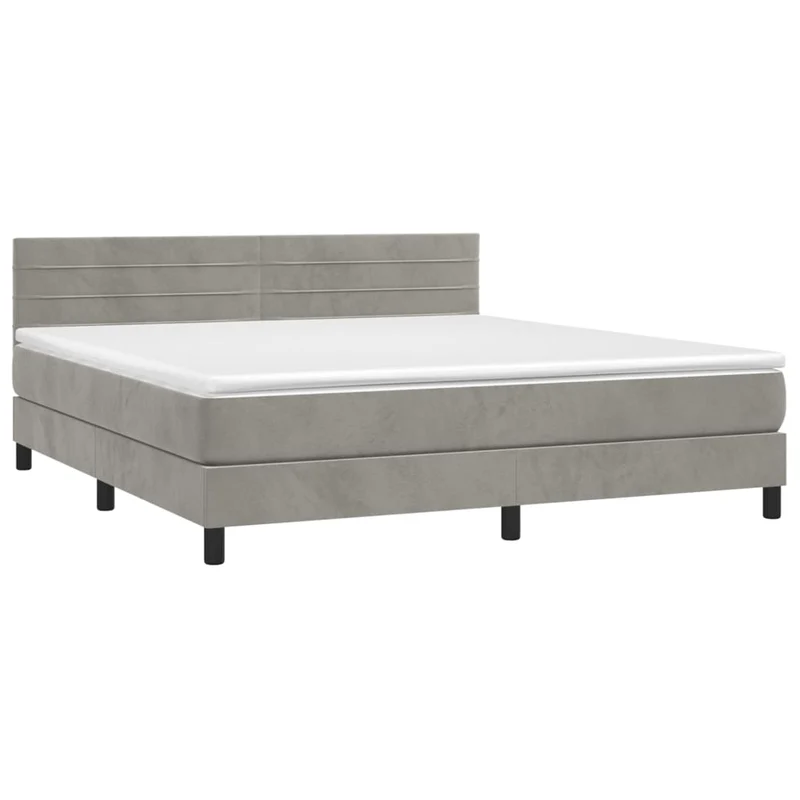 Cadre de lit LED avec sommier tête de lit matelas surmatelas 180x200 cm tissu velours gris clair TDL0207810