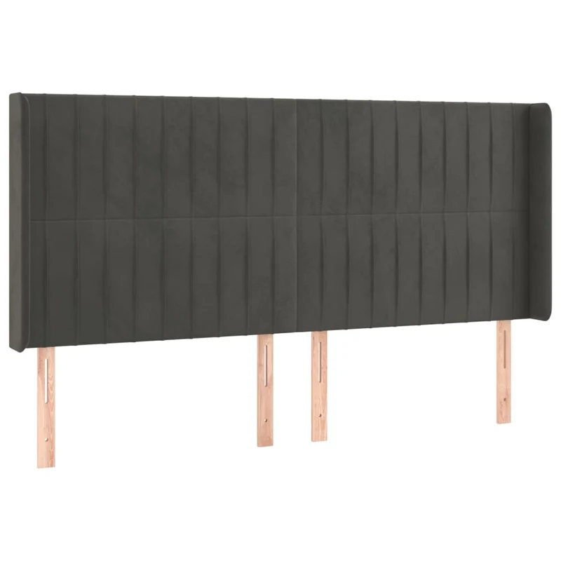 Cadre de lit LED avec sommier tête de lit matelas surmatelas 200x200 cm tissu velours gris foncé TDL0207689