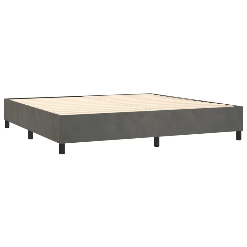 Cadre de lit LED avec sommier tête de lit matelas surmatelas 200x200 cm tissu velours gris foncé TDL0207683