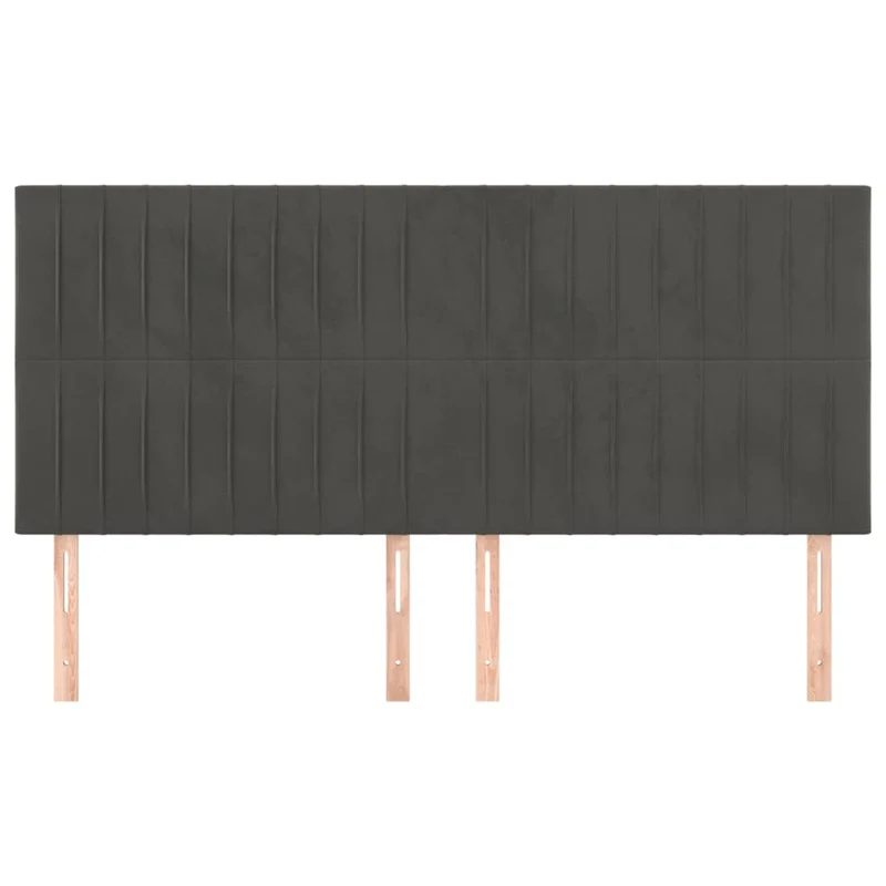 Tête de lit accessoire couchage chambre à coucher meuble 4 parties 100 x 5 x 78/88 cm tissu velours gris foncé TDL0206016