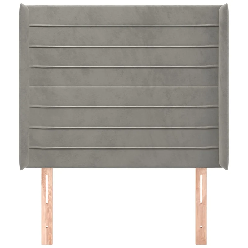 Tête de lit accessoire couchage chambre à coucher meuble avec rebord latéral 93 x 16 x 118/128 cm tissu velours gris clair TDL0205104