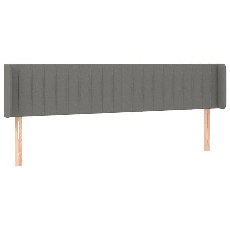 Tête de lit accessoire couchage chambre à coucher meuble avec rebord latéral 203 x 16 x 78/88 cm tissu gris foncé TDL0204943