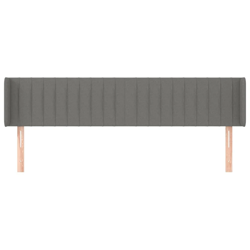 Tête de lit accessoire couchage chambre à coucher meuble avec rebord latéral 203 x 16 x 78/88 cm tissu gris foncé TDL0204943