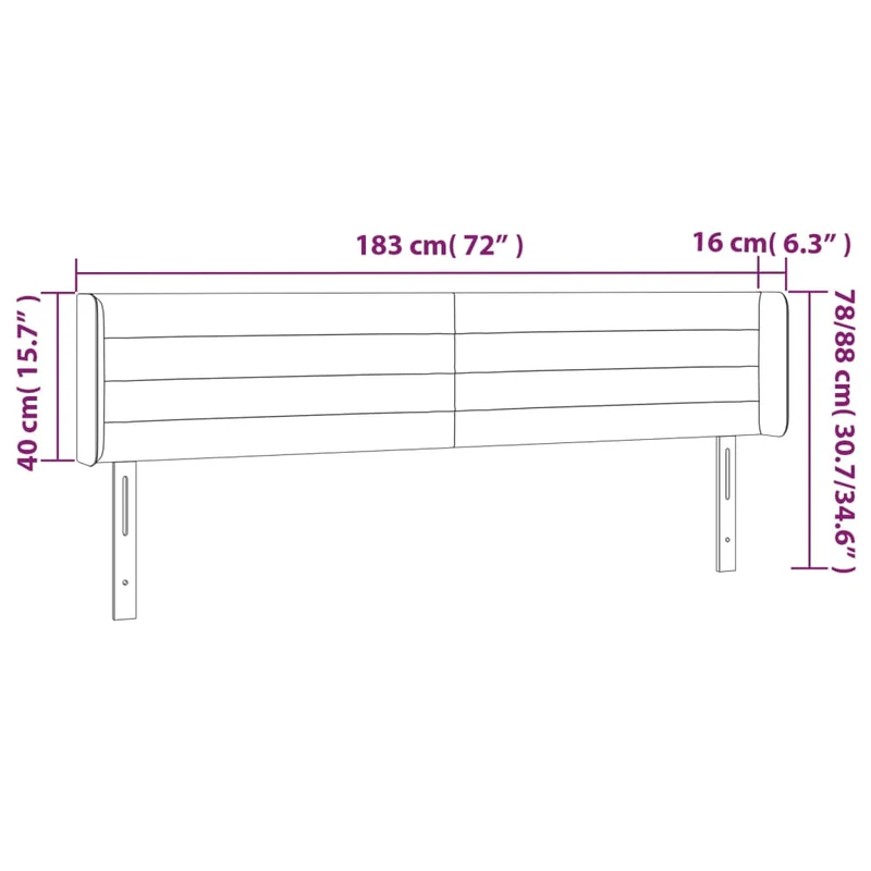Tête de lit accessoire couchage chambre à coucher meuble à LED 183 x 16 x 78/88 cm tissu velours gris clair TDL0201333