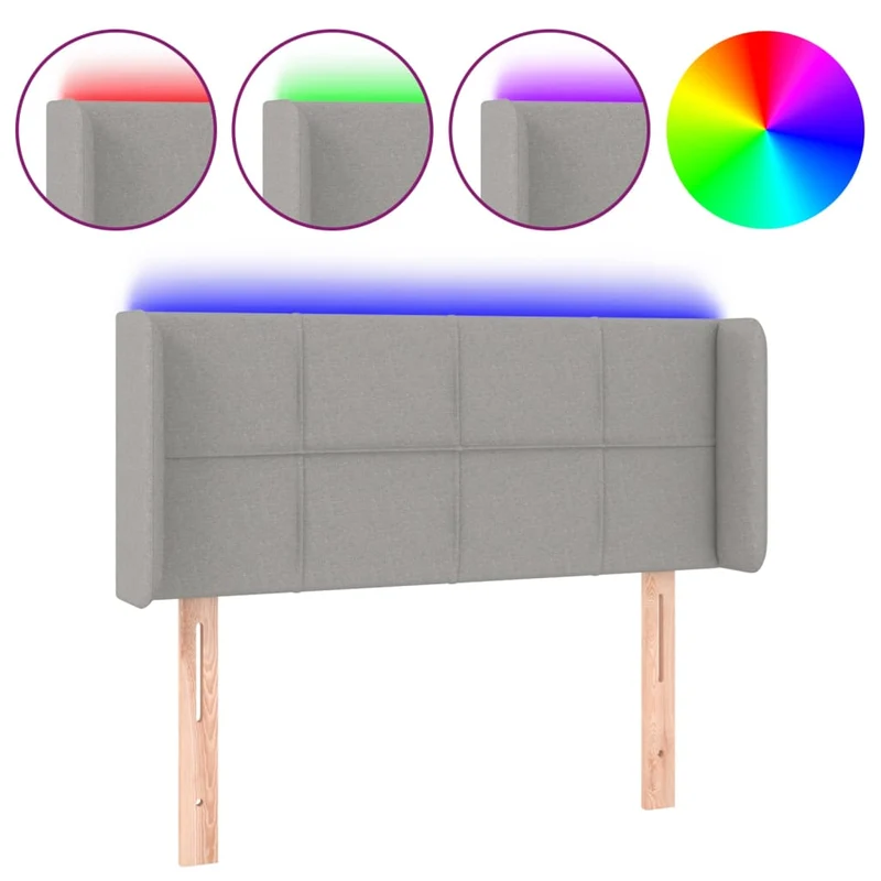 Tête de lit accessoire couchage chambre à coucher meuble à LED 83 x 16 x 78/88 cm tissu gris clair TDL0201251