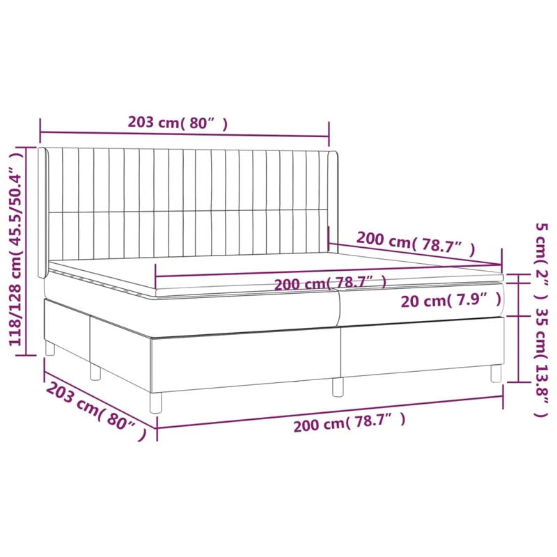 Cadre de lit LED avec sommier tête de lit matelas surmatelas 200x200 cm tissu velours gris clair TDL0207766