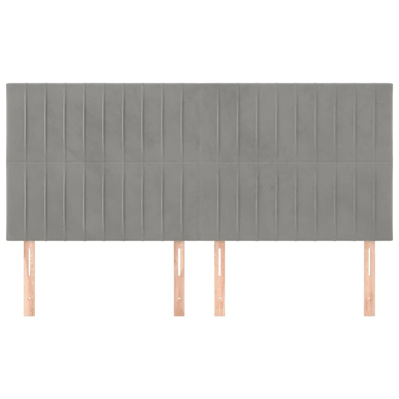 Tête de lit accessoire couchage chambre à coucher meuble 4 parties 100 x 5 x 78/88 cm tissu velours gris clair TDL0206043