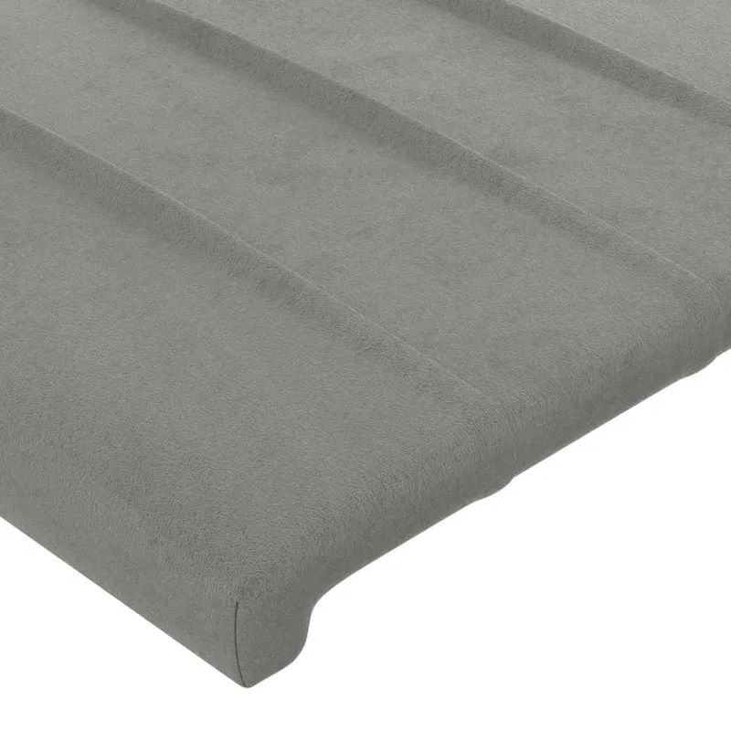Tête de lit accessoire couchage chambre à coucher meuble avec rebord latéral 203 x 16 x 118/128 cm tissu velours gris clair TDL0205185