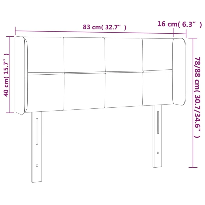 Tête de lit accessoire couchage chambre à coucher meuble avec rebord latéral 83 x 16 x 78/88 cm tissu gris clair TDL0205141