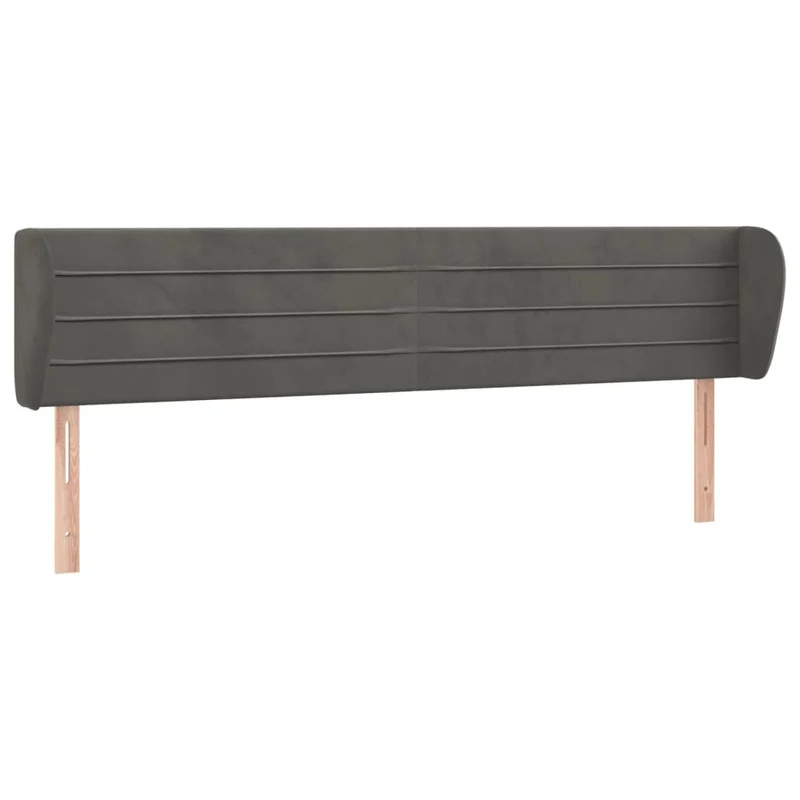 Tête de lit accessoire couchage chambre à coucher meuble avec rebord latéral 183 x 23 x 78/88 cm tissu velours gris foncé TDL0204955