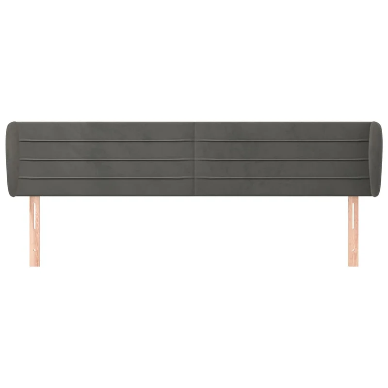 Tête de lit accessoire couchage chambre à coucher meuble avec rebord latéral 183 x 23 x 78/88 cm tissu velours gris foncé TDL0204955
