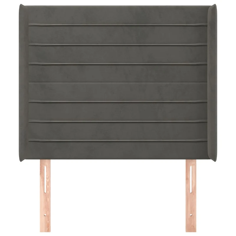 Tête de lit accessoire couchage chambre à coucher meuble avec rebord latéral 93 x 16 x 118/128 cm tissu velours gris foncé TDL0204870