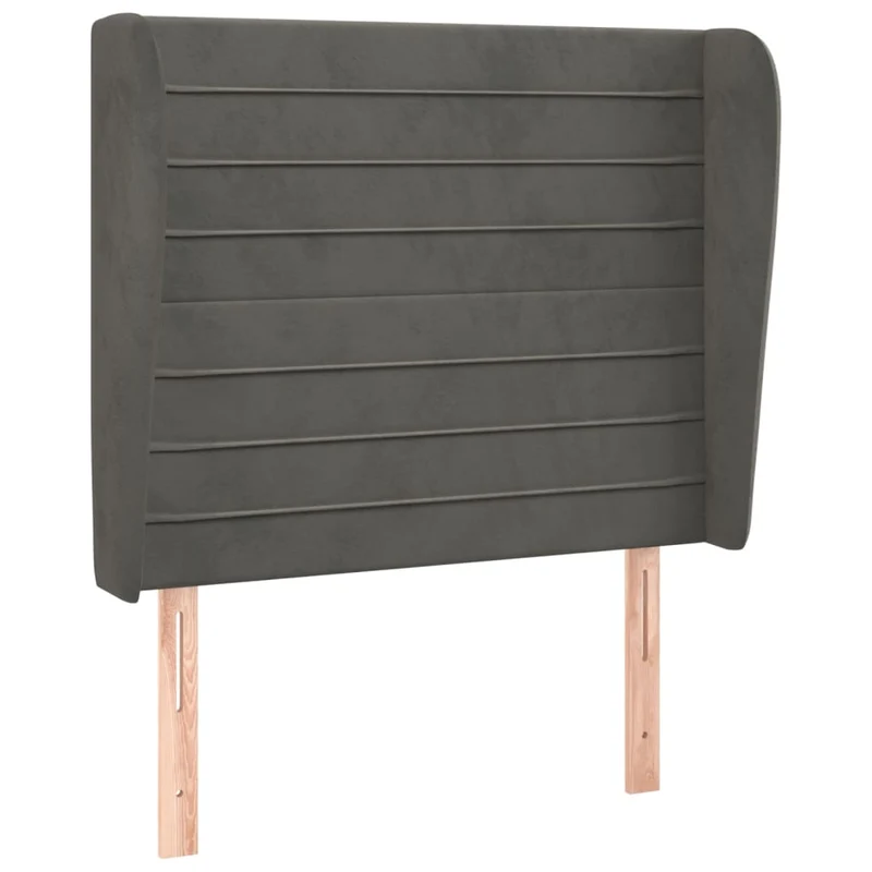 Tête de lit accessoire couchage chambre à coucher meuble avec rebord latéral 93 x 23 x 118/128 cm tissu velours gris foncé TDL0204851