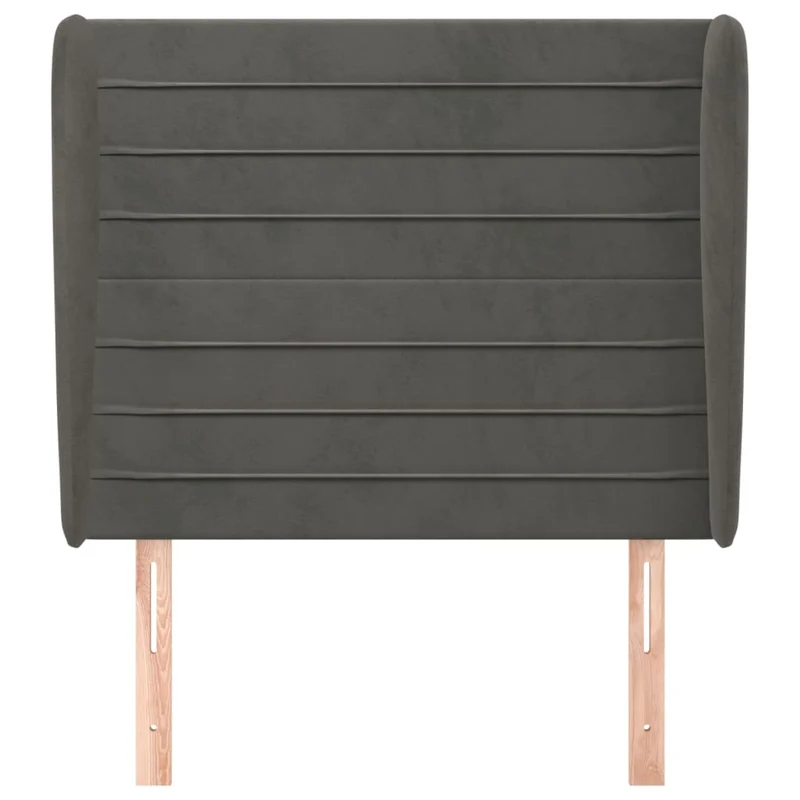Tête de lit accessoire couchage chambre à coucher meuble avec rebord latéral 93 x 23 x 118/128 cm tissu velours gris foncé TDL0204851