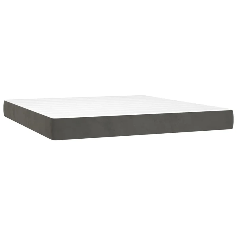 Cadre de lit LED avec sommier tête de lit matelas surmatelas 180x200 cm tissu velours gris foncé TDL0207694