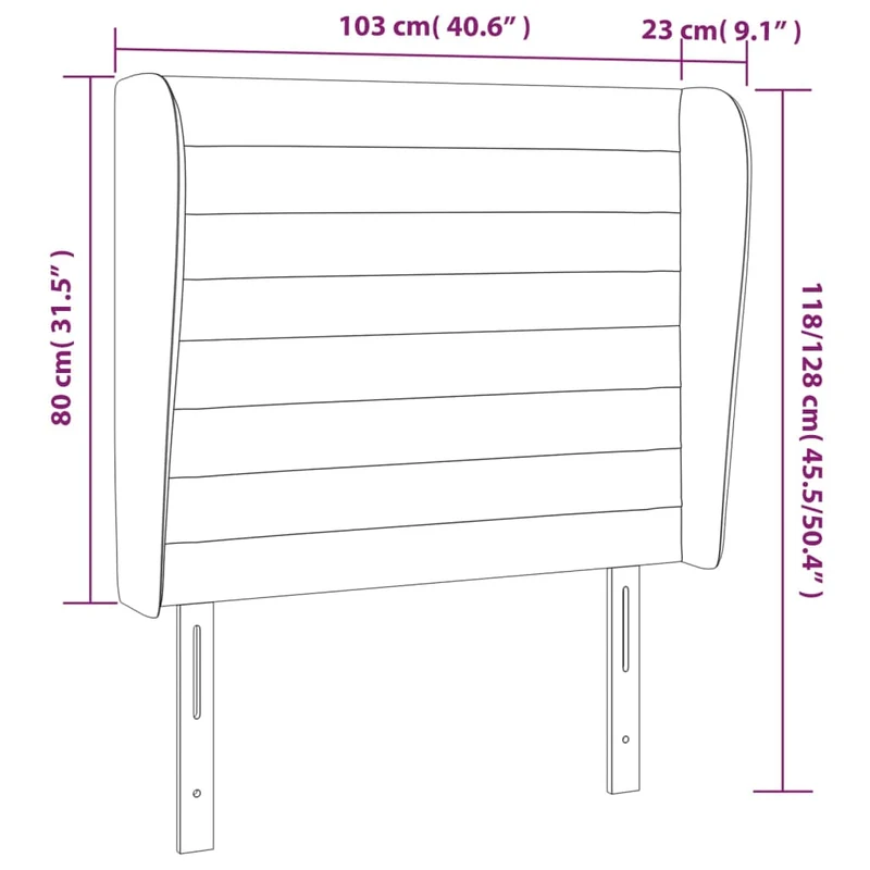 Tête de lit accessoire couchage chambre à coucher meuble avec rebord latéral 103 x 23 x 118/128 cm tissu gris foncé TDL0205051