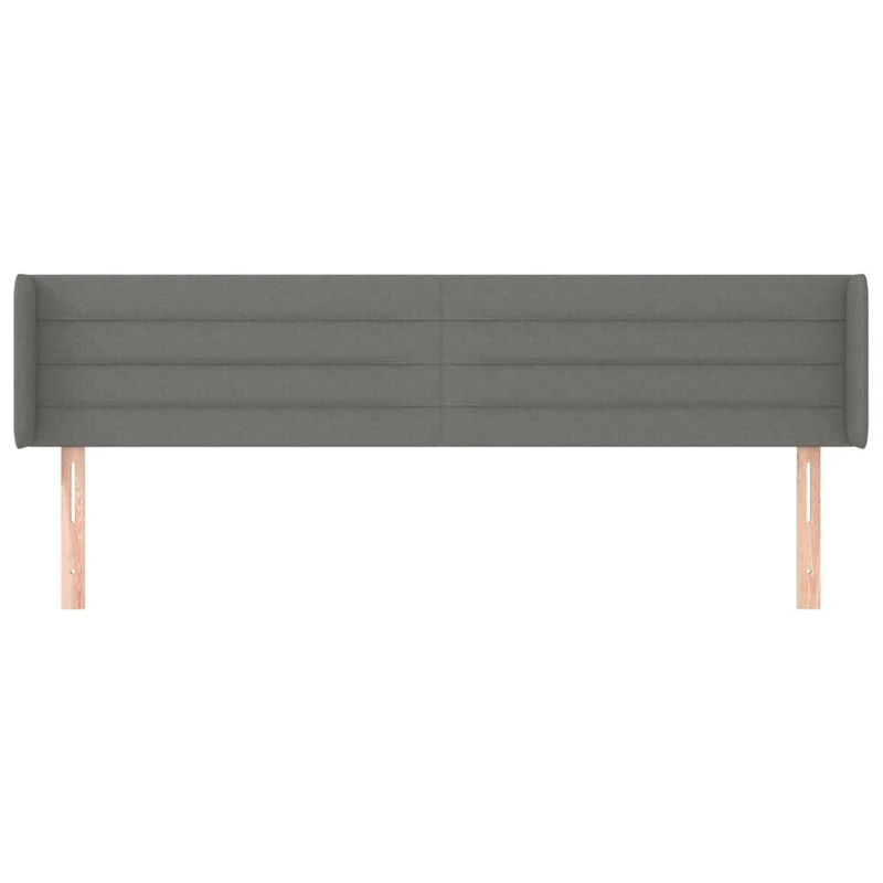 Tête de lit accessoire couchage chambre à coucher meuble avec rebord latéral 203 x 16 x 78/88 cm tissu gris foncé TDL0204941