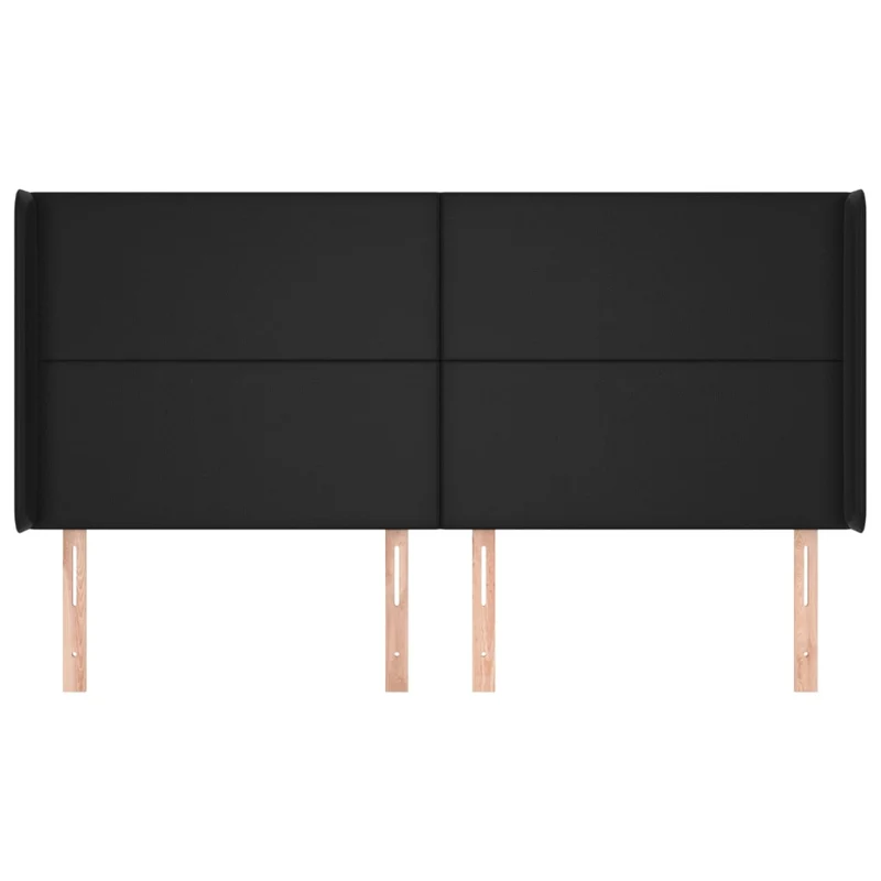 Tête de lit accessoire couchage chambre à coucher meuble avec rebord latéral 203 x 16 x 118/128 cm synthétique noir TDL0204503