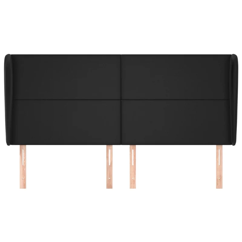 Tête de lit accessoire couchage chambre à coucher meuble avec rebord latéral 203 x 23 x 118/128 cm synthétique noir TDL0204485