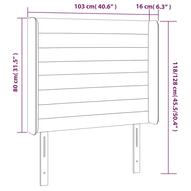 Tête de lit accessoire couchage chambre à coucher meuble à LED 103 x 16 x 118/128 cm tissu gris clair TDL0201434
