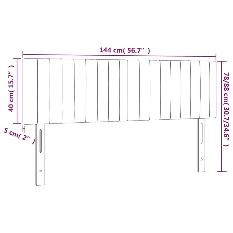 Tête de lit accessoire couchage chambre à coucher meuble à LED 144 x 5 x 78/88 cm tissu gris foncé TDL0201153
