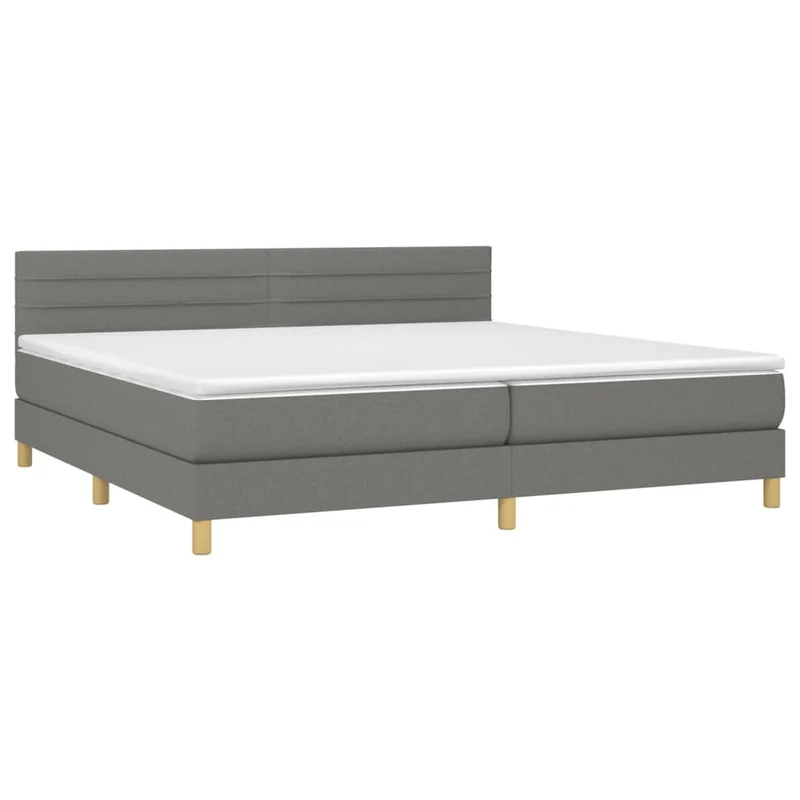 Cadre de lit LED avec sommier tête de lit matelas 200x200 cm tissu gris foncé TDL0208315