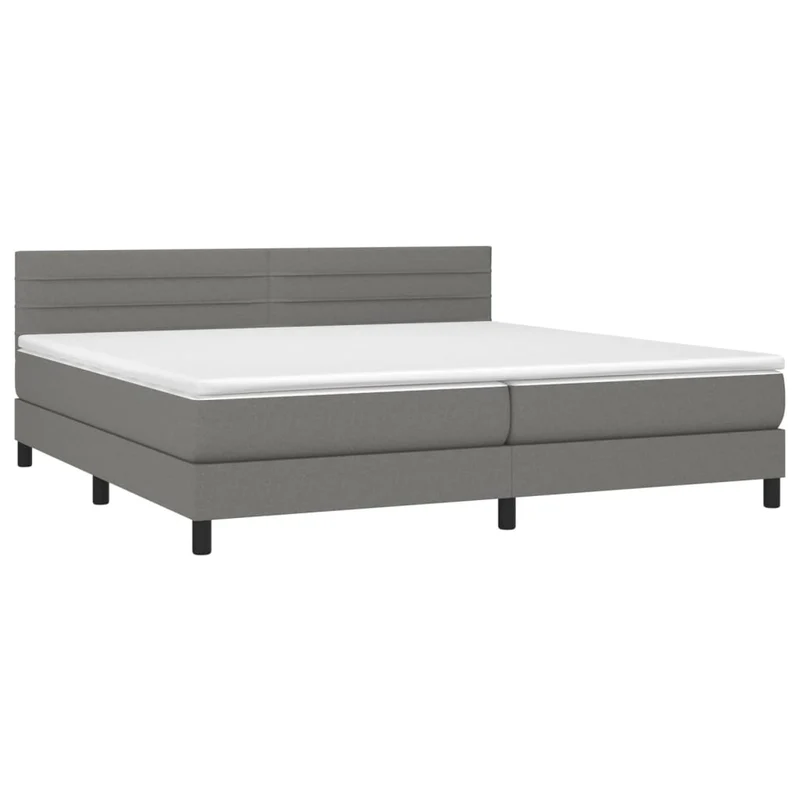 Cadre de lit LED avec sommier tête de lit matelas 200x200 cm tissu gris foncé TDL0208305