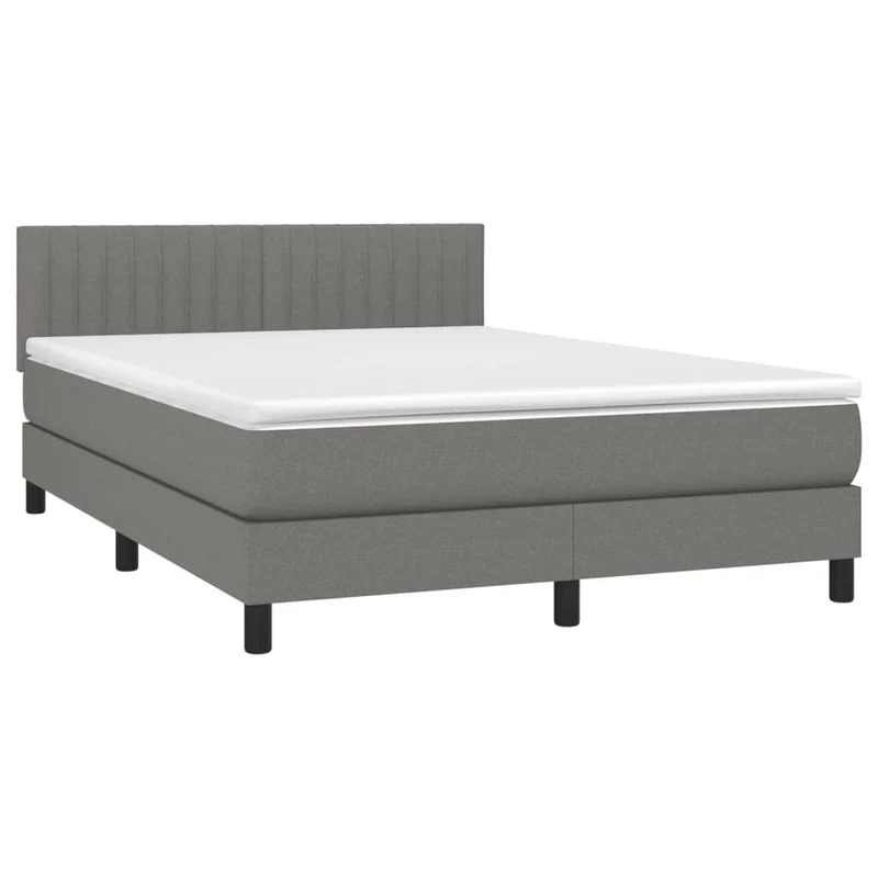 Cadre de lit LED avec sommier tête de lit matelas 140x190 cm tissu gris foncé TDL0208386