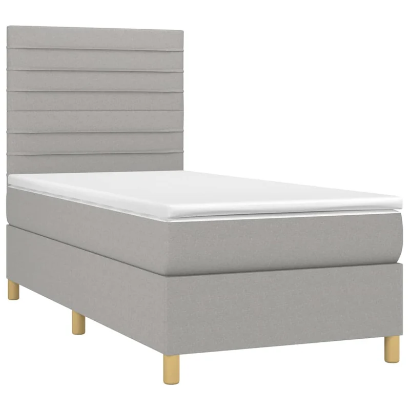 Cadre de lit LED avec sommier tête de lit matelas surmatelas 100x200 cm tissu gris clair TDL0207943