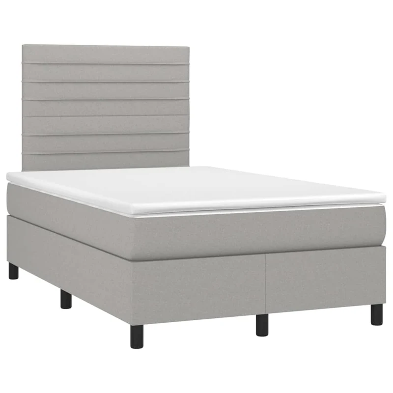Cadre de lit LED avec sommier tête de lit matelas surmatelas 120x200 cm tissu gris clair TDL0207895