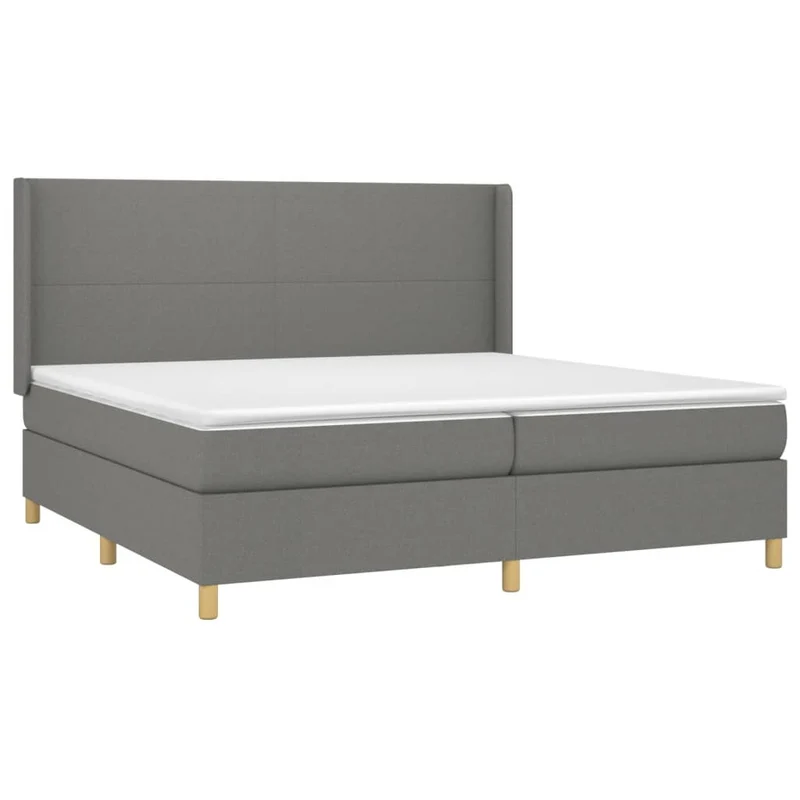 Cadre de lit LED avec sommier tête de lit matelas 200x200 cm tissu gris foncé TDL0208303