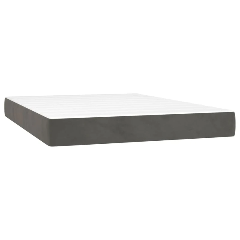 Cadre de lit LED avec sommier tête de lit matelas surmatelas 140x190 cm tissu velours gris foncé TDL0207718