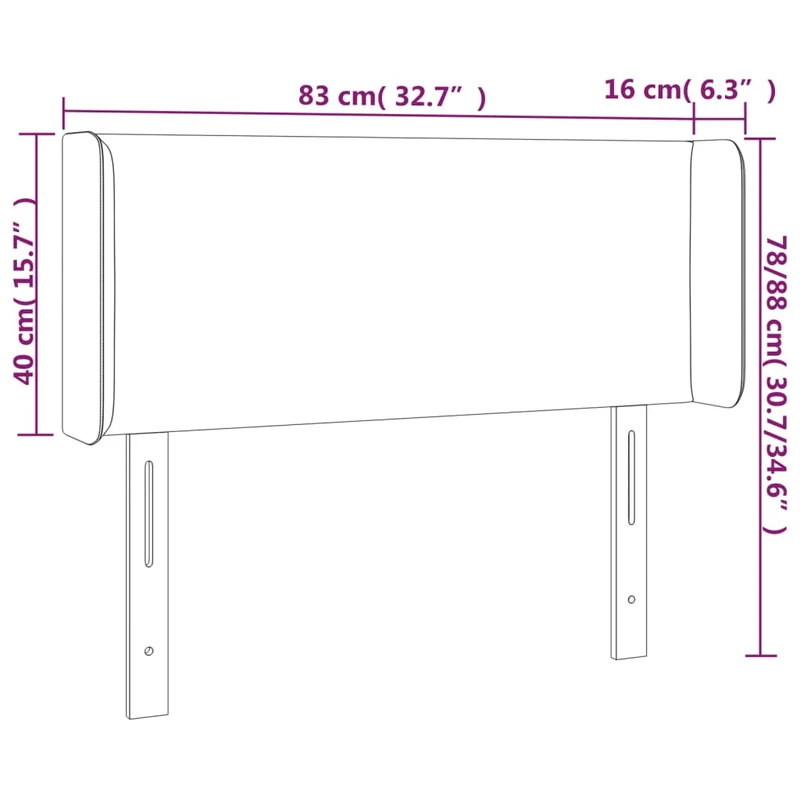 Tête de lit accessoire couchage chambre à coucher meuble avec rebord latéral 83 x 16 x 78/88 cm tissu gris clair TDL0205139