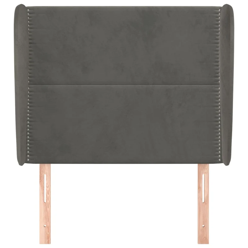 Tête de lit accessoire couchage chambre à coucher meuble avec rebord latéral 103 x 23 x 118/128 cm tissu velours gris foncé TDL0205045