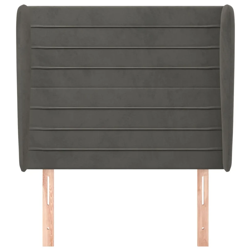 Tête de lit accessoire couchage chambre à coucher meuble avec rebord latéral 103 x 23 x 118/128 cm tissu velours gris foncé TDL0205041