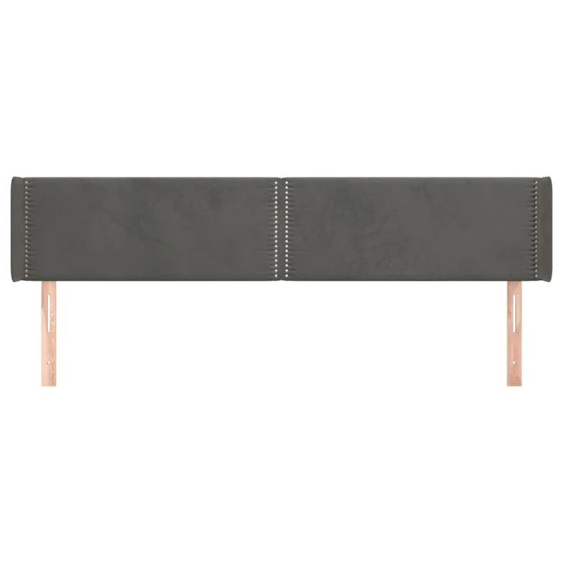 Tête de lit accessoire couchage chambre à coucher meuble avec rebord latéral 203 x 16 x 78/88 cm tissu velours gris foncé TDL0204936