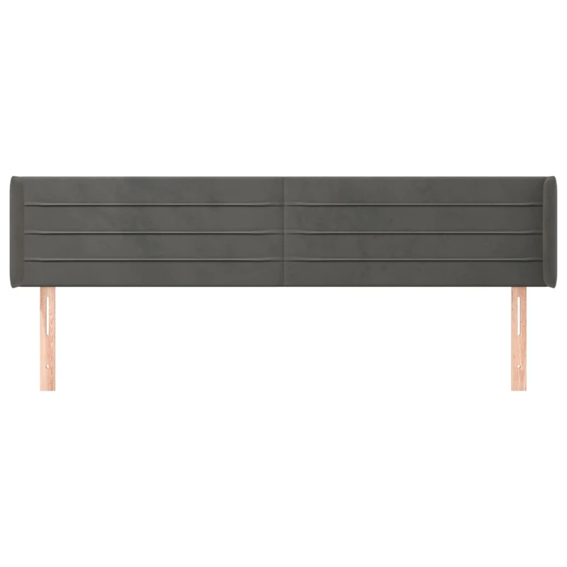 Tête de lit accessoire couchage chambre à coucher meuble avec rebord latéral 203 x 16 x 78/88 cm tissu velours gris foncé TDL0204938