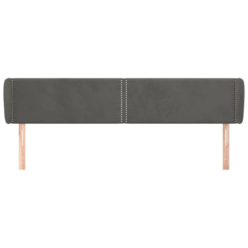 Tête de lit accessoire couchage chambre à coucher meuble avec rebord latéral 203 x 23 x 78/88 cm tissu velours gris foncé TDL0204917