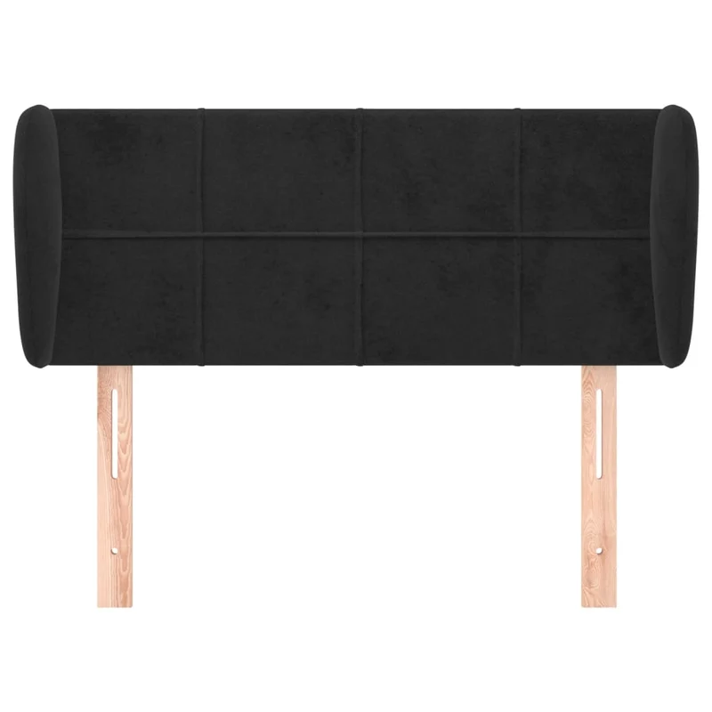 Tête de lit accessoire couchage chambre à coucher meuble avec rebord latéral 93 x 23 x 78/88 cm Tissu velours noir TDL0204377