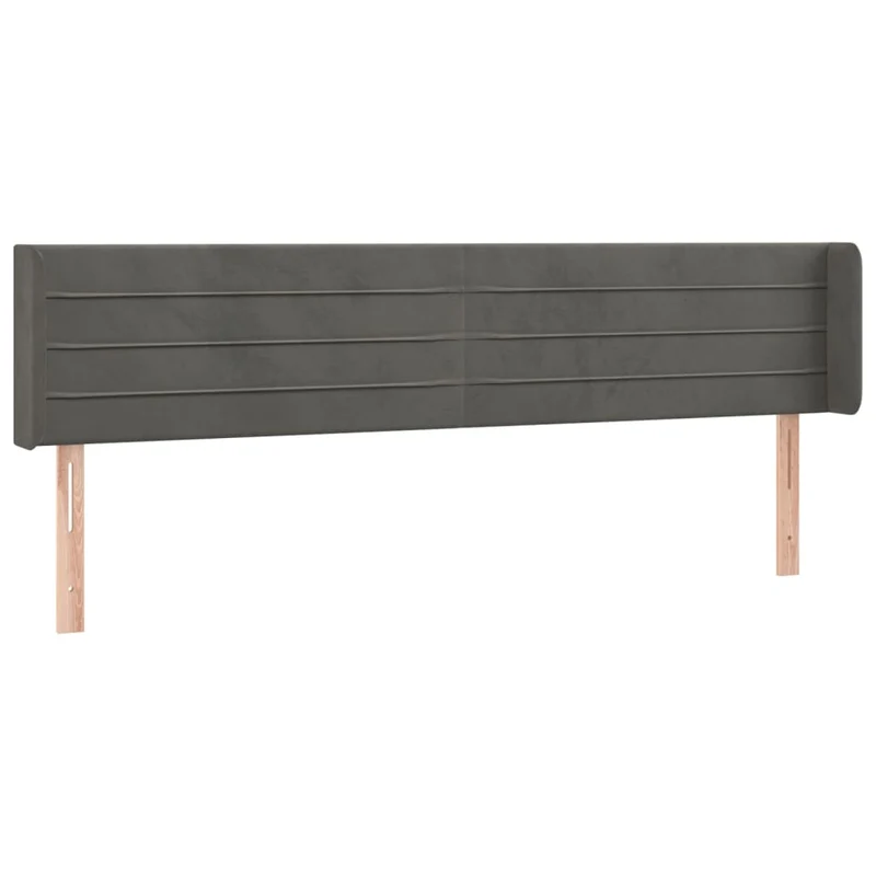Tête de lit accessoire couchage chambre à coucher meuble à LED 203 x 16 x 78/88 cm tissu velours gris foncé TDL0201052