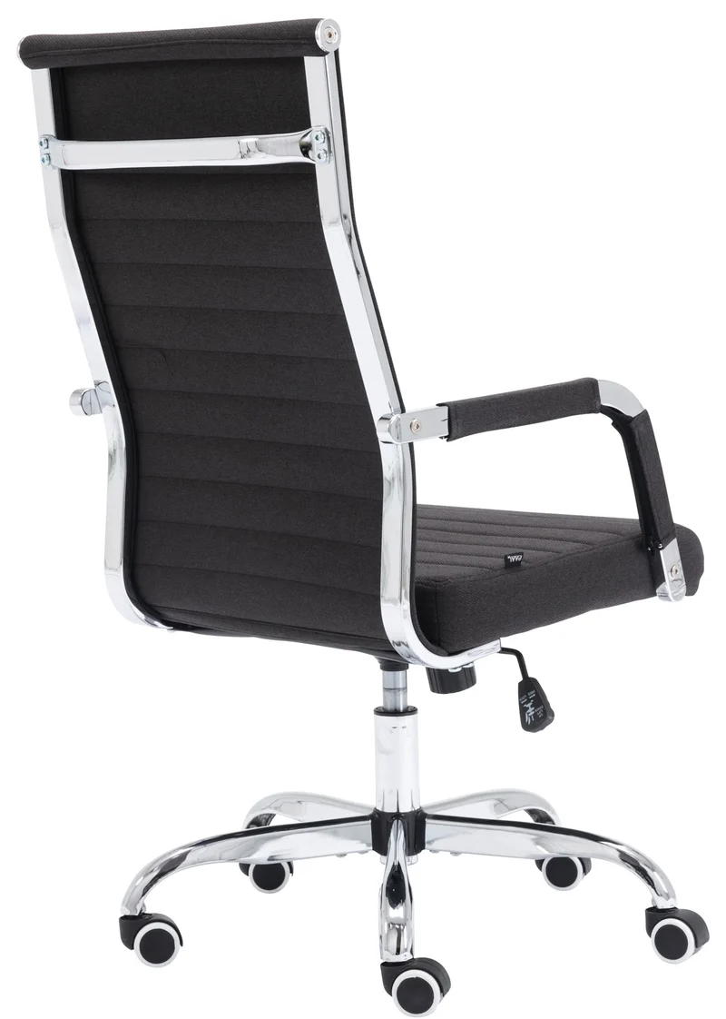 Fauteuil de bureau sur roulettes confortable hauteur réglable en tissu noir cadre métal chromé BUR10578