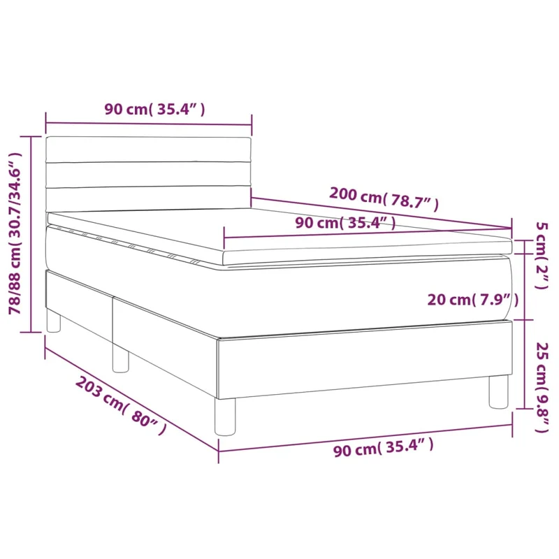 Cadre de lit LED avec sommier tête de lit matelas 90x200cm tissu velours gris clair TDL0208464