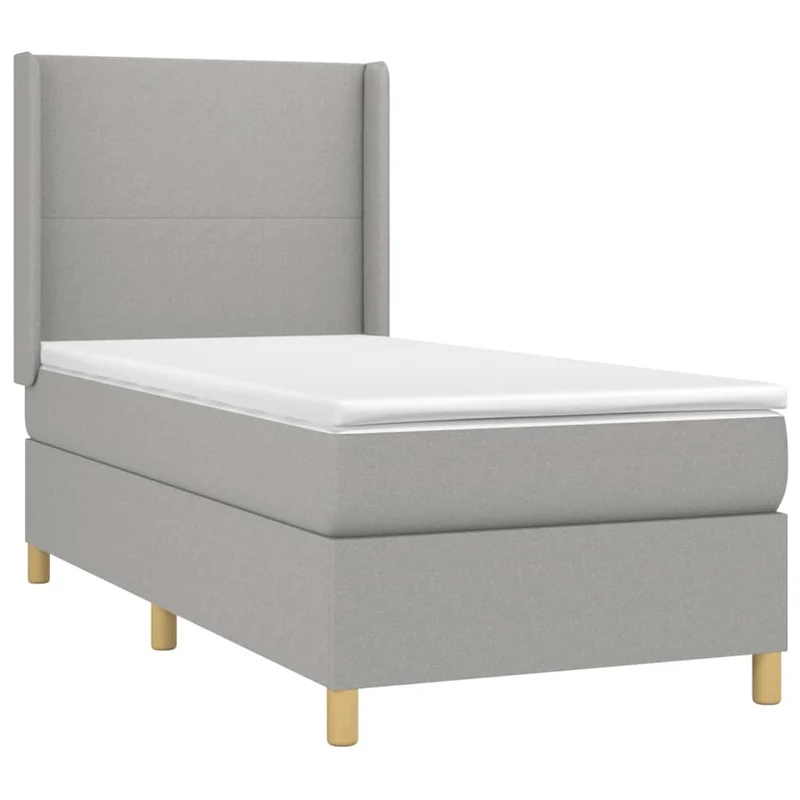 Cadre de lit LED avec sommier tête de lit matelas surmatelas 100x200 cm tissu gris clair TDL0207952