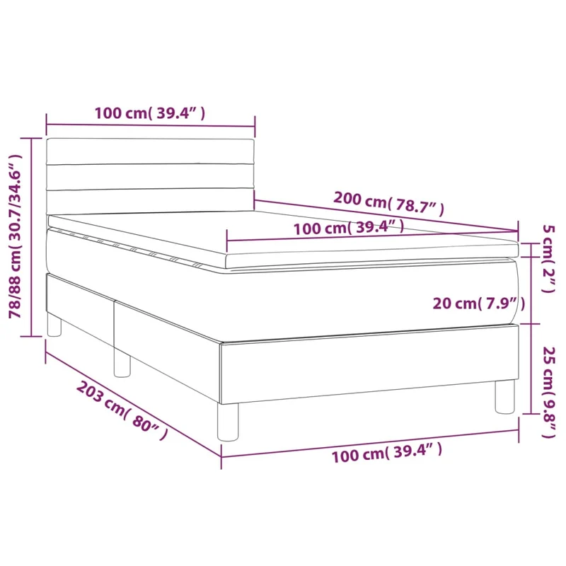 Cadre de lit LED avec sommier tête de lit matelas surmatelas 100x200 cm tissu gris clair TDL0207950