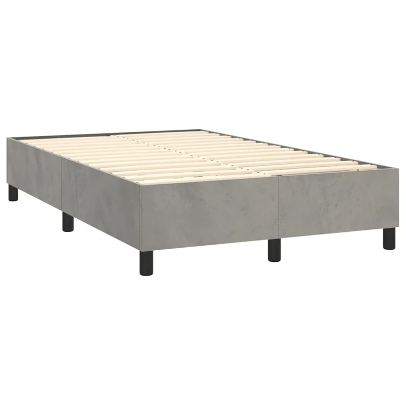 Cadre de lit LED avec sommier tête de lit matelas surmatelas 120x200 cm tissu velours gris clair TDL0207870
