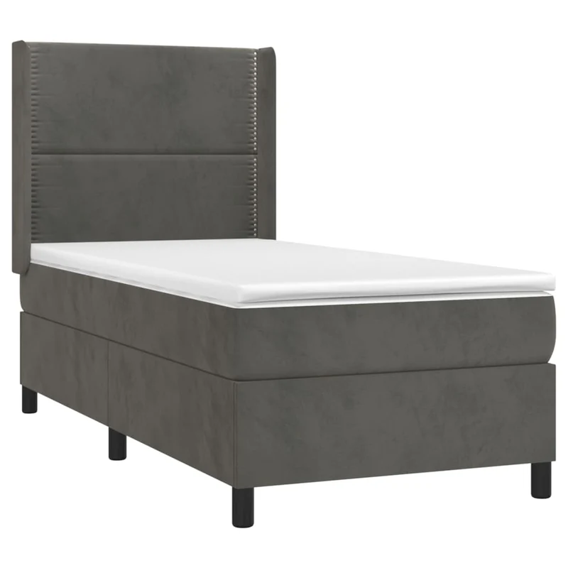 Cadre de lit LED avec sommier tête de lit matelas surmatelas 100x200 cm tissu velours gris foncé TDL0207758